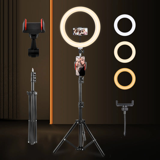 12 Inch Dimmable LED Ring Light with 110Cm Tripod and Flexible Cell Phone Stand, USB Powered (3 Lighting Modes), for Selfies