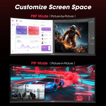 34'' WQHD Curved Gaming Monitor, 180Hz Ultrawide Monitor, 3440×1440P 1Ms(Mprt) HDR400, Black